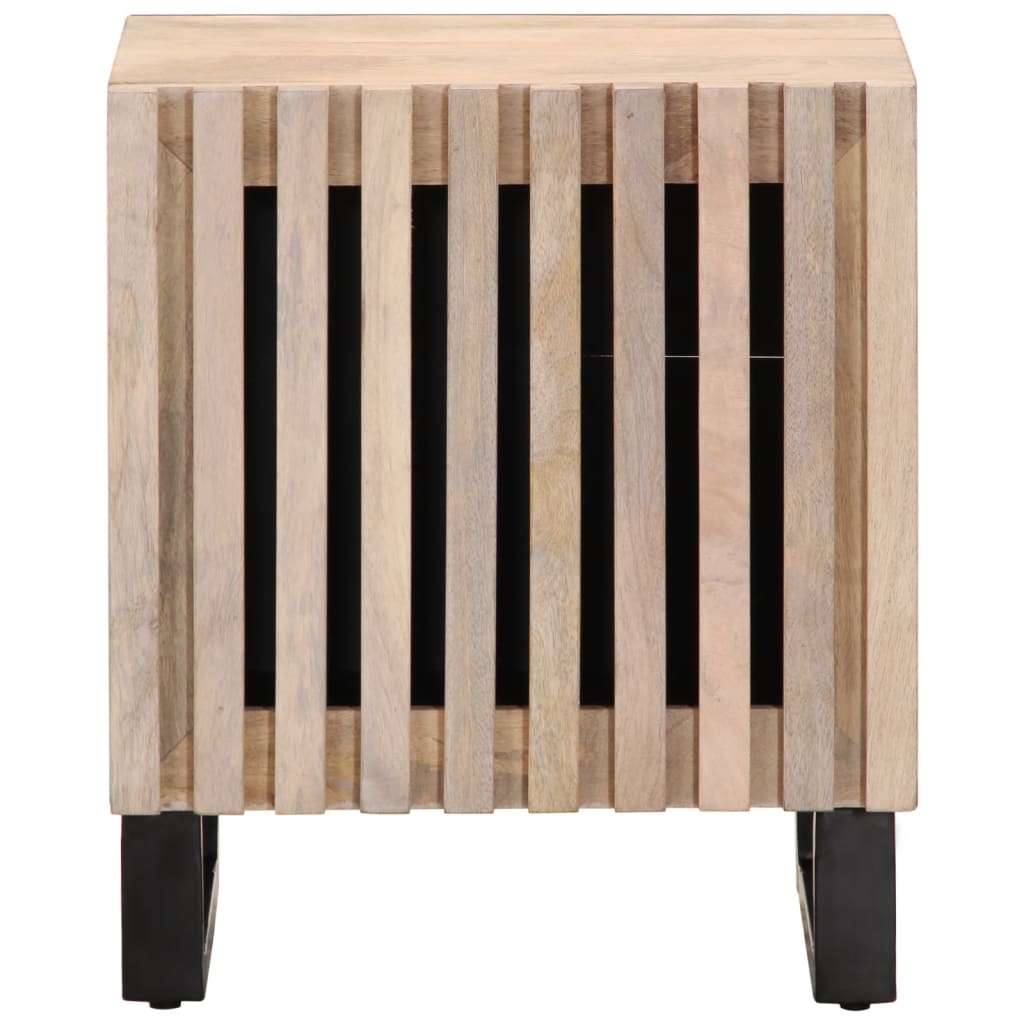 Table de chevet 40x34x46 cm Bois de manguier massif blanchi