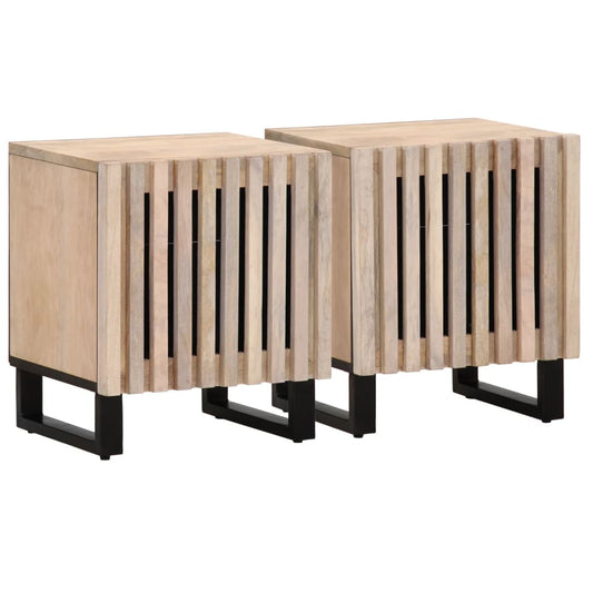 Bedside tables 2 pcs. 40x34x46 cm Bleached solid wood mango