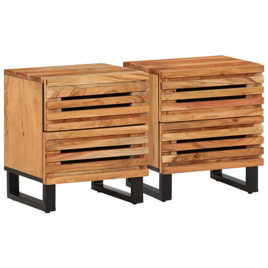 Bedside tables 2 pcs. 40x34x46 cm solid wood acacia