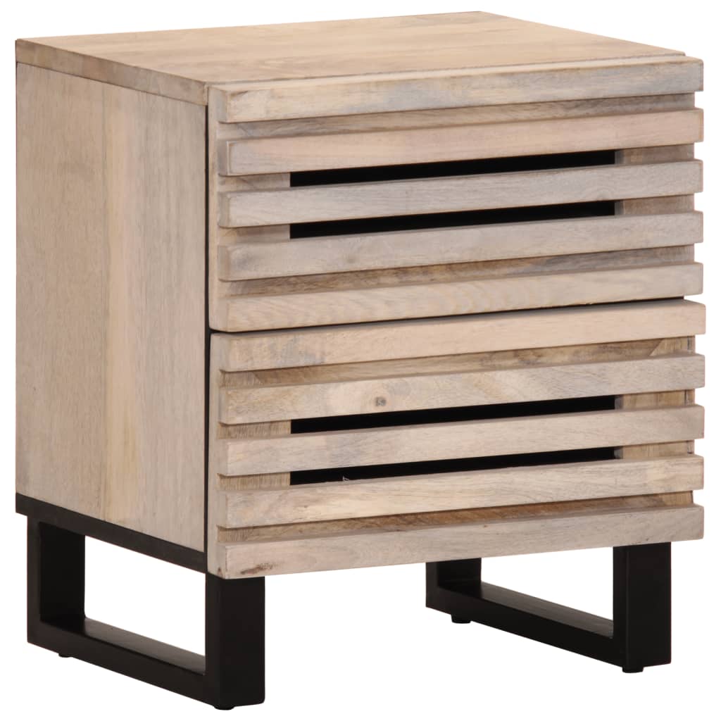 Table de chevet 40x34x46 cm Bois de manguier massif blanchi