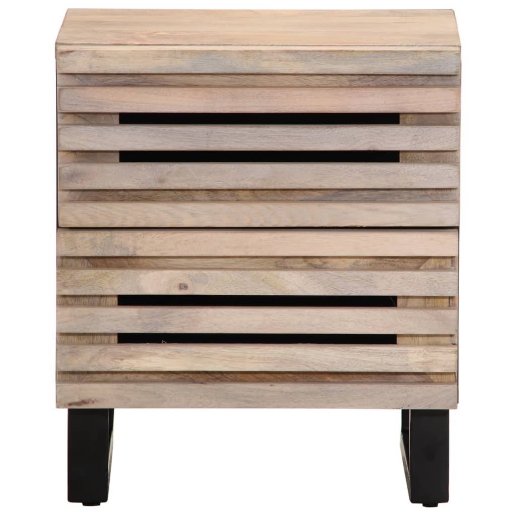 Table de chevet 40x34x46 cm Bois de manguier massif blanchi