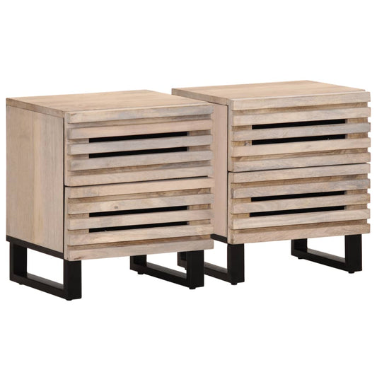 Bedside tables 2 pcs. 40x34x46 cm Bleached solid wood mango