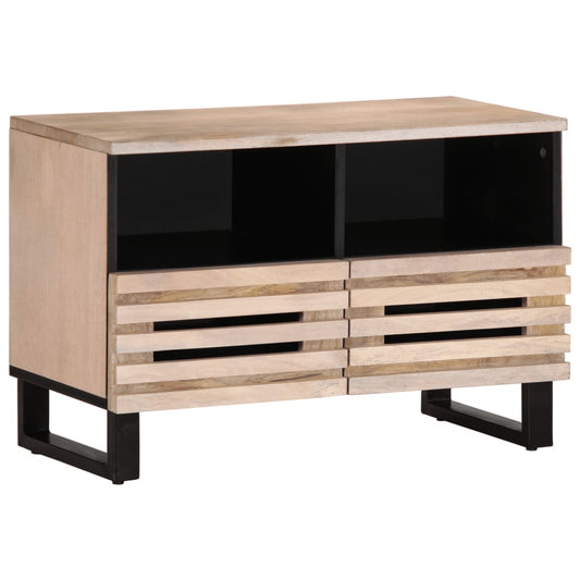 Meuble TV blanc 70x34x46 cm en bois de manguier massif