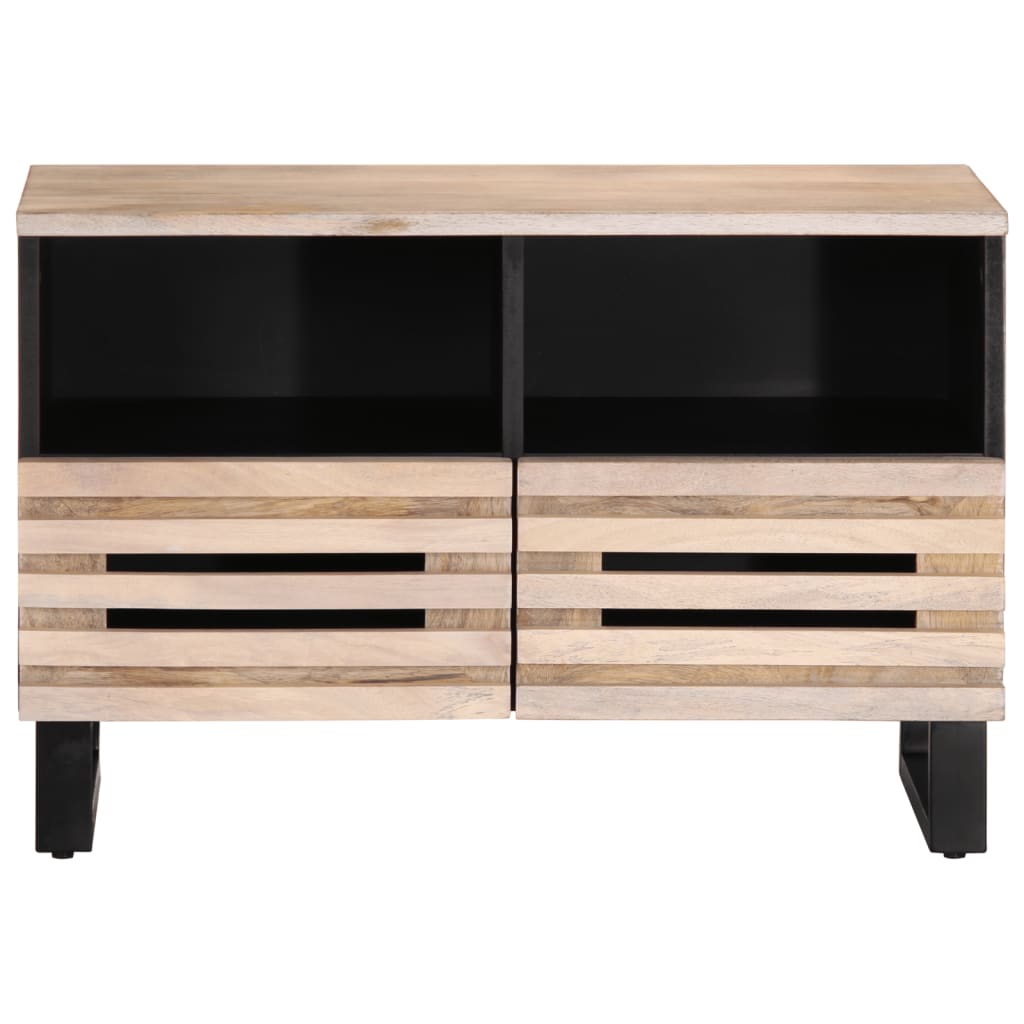 Meuble TV blanc 70x34x46 cm en bois de manguier massif