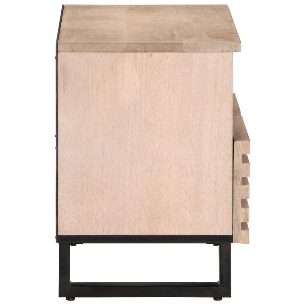 Meuble TV blanc 70x34x46 cm en bois de manguier massif