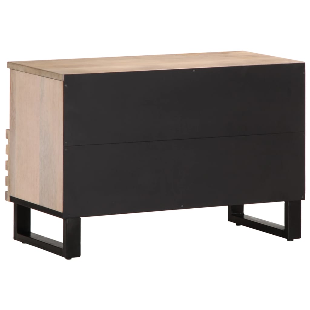 Meuble TV blanc 70x34x46 cm en bois de manguier massif