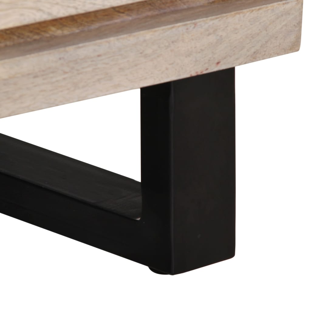 Meuble TV blanc 70x34x46 cm en bois de manguier massif