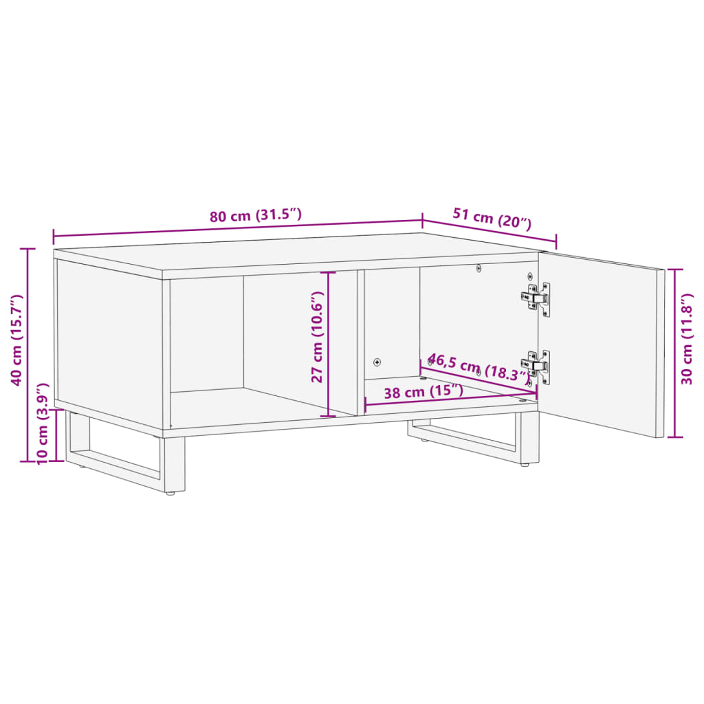 Couchtisch 80x51x40 cm Massivholz Akazie