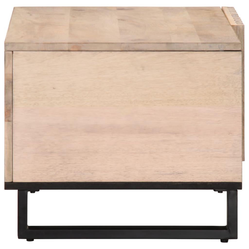 Table basse blanche 80x51x40 cm en bois de manguier massif