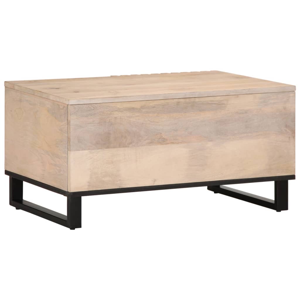 Table basse blanche 80x51x40 cm en bois de manguier massif