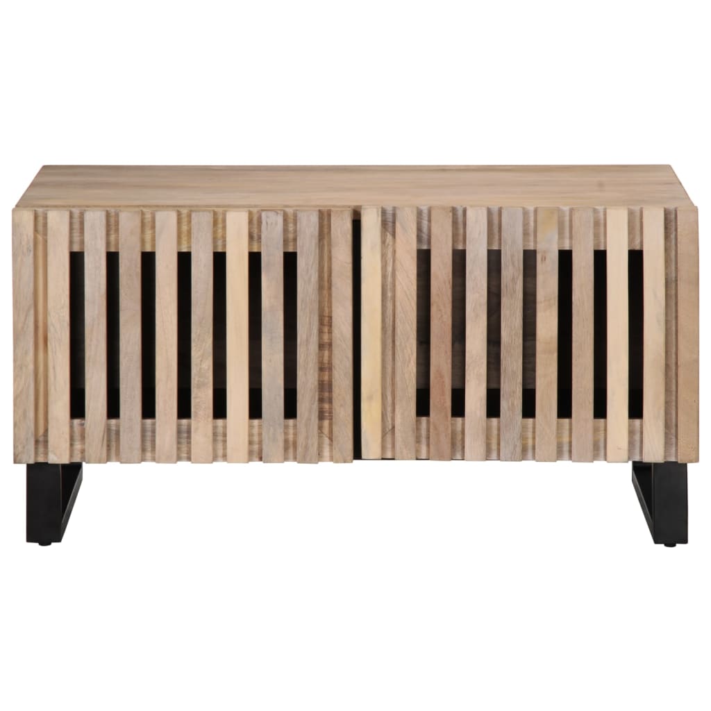 Table basse blanche 80x51x40 cm en bois de manguier massif