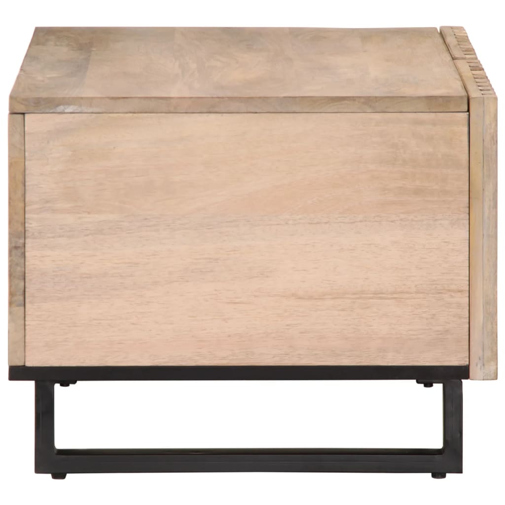 Table basse blanche 80x51x40 cm en bois de manguier massif