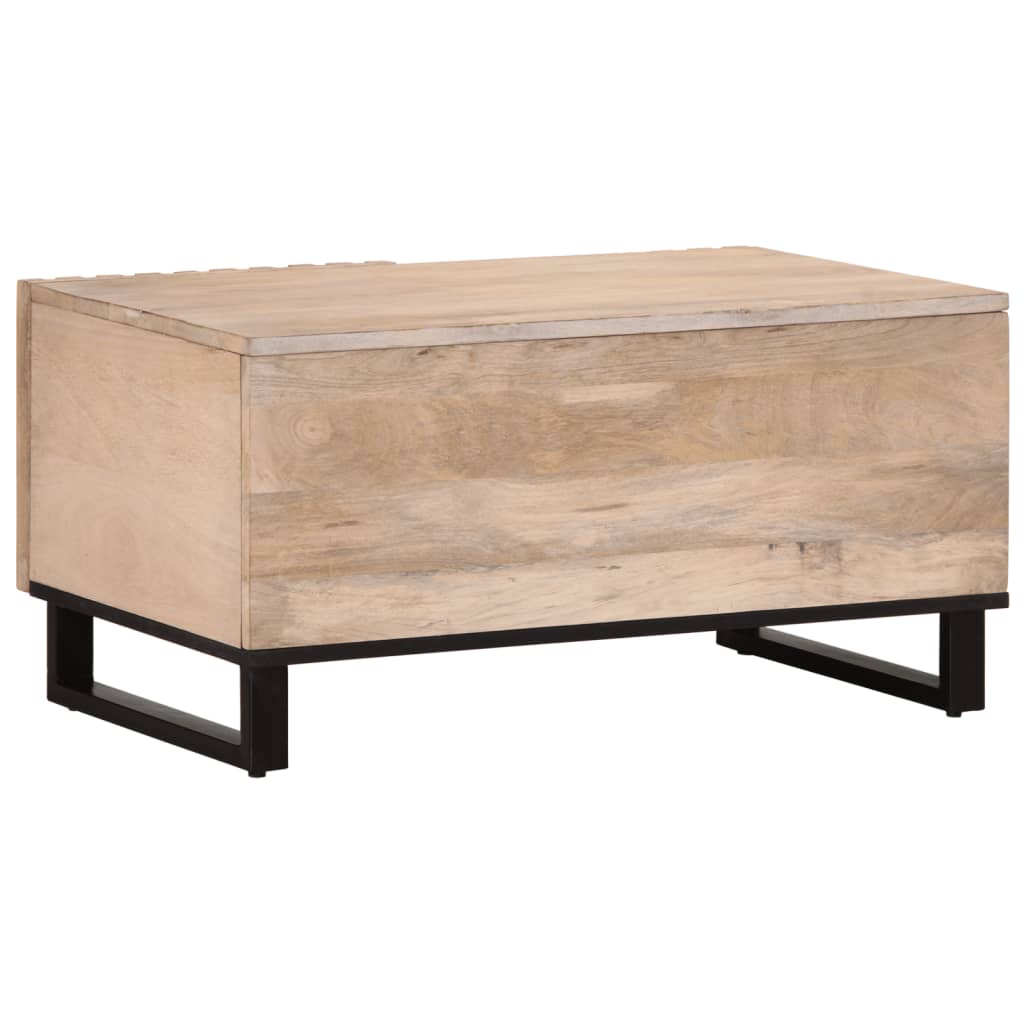Table basse blanche 80x51x40 cm en bois de manguier massif