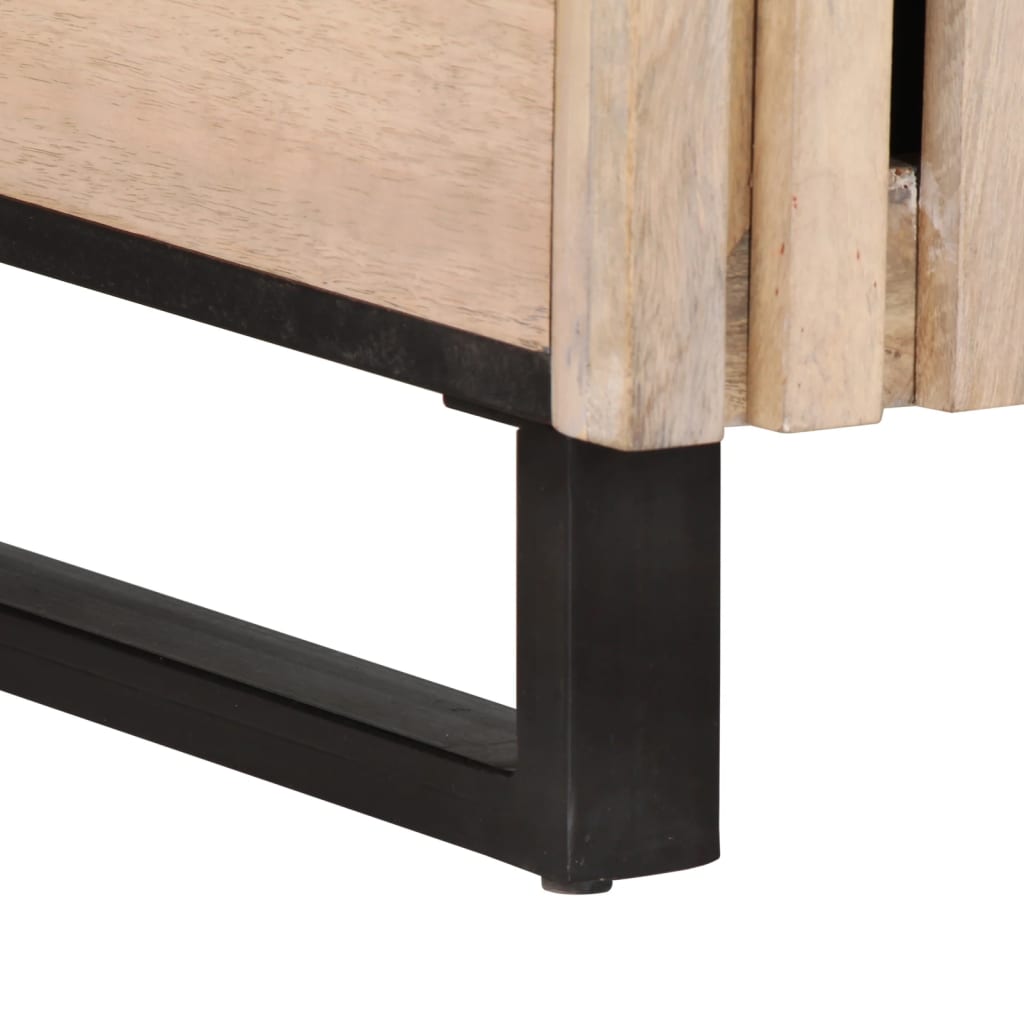 Table basse blanche 80x51x40 cm en bois de manguier massif
