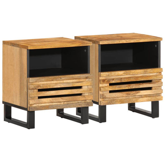 Bedside tables 2 pcs. 40x34x46 cm Rough mango wood