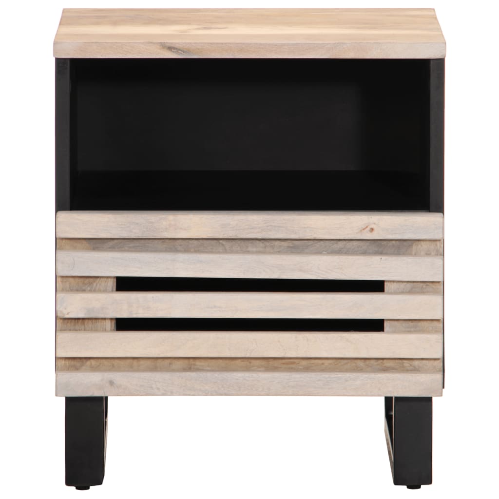 Table de chevet 40x34x46 cm Bois de manguier massif blanchi