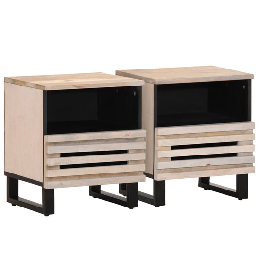 Bedside tables 2 pcs. 40x34x46 cm Bleached solid wood mango