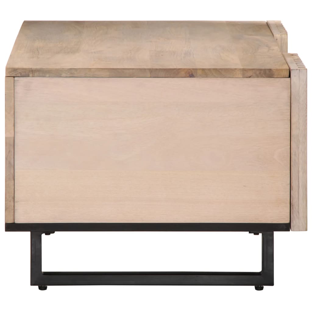 Table basse blanche 100x55x40 cm en bois de manguier massif