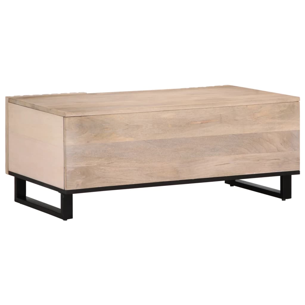 Table basse blanche 100x55x40 cm en bois de manguier massif