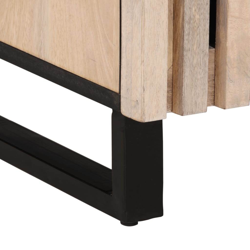 Table basse blanche 100x55x40 cm en bois de manguier massif