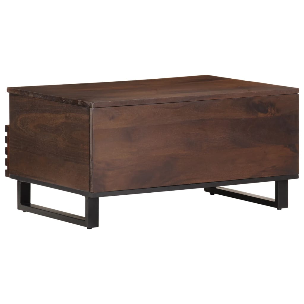 Table basse marron 80x55x40 cm en bois de manguier massif