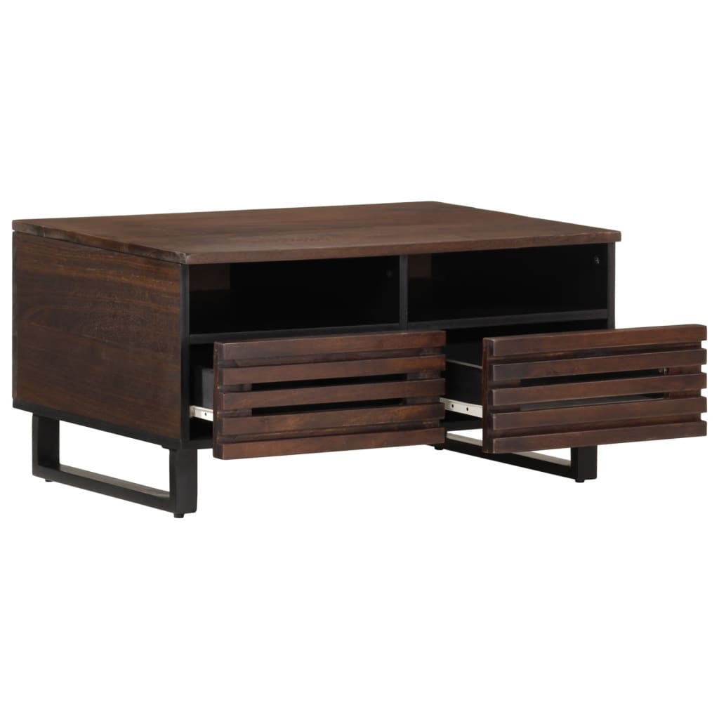 Table basse marron 80x55x40 cm en bois de manguier massif