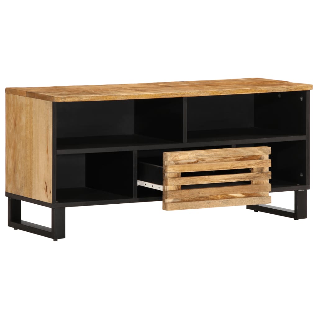 Meuble TV 100x34x46 cm Bois de manguier massif brut