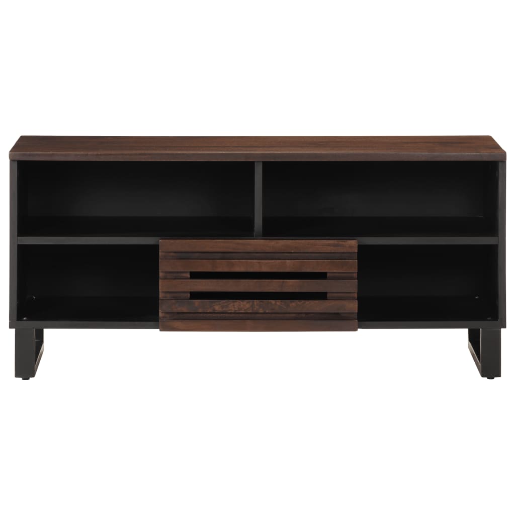 Meuble TV marron 100x34x46 cm en bois de manguier massif