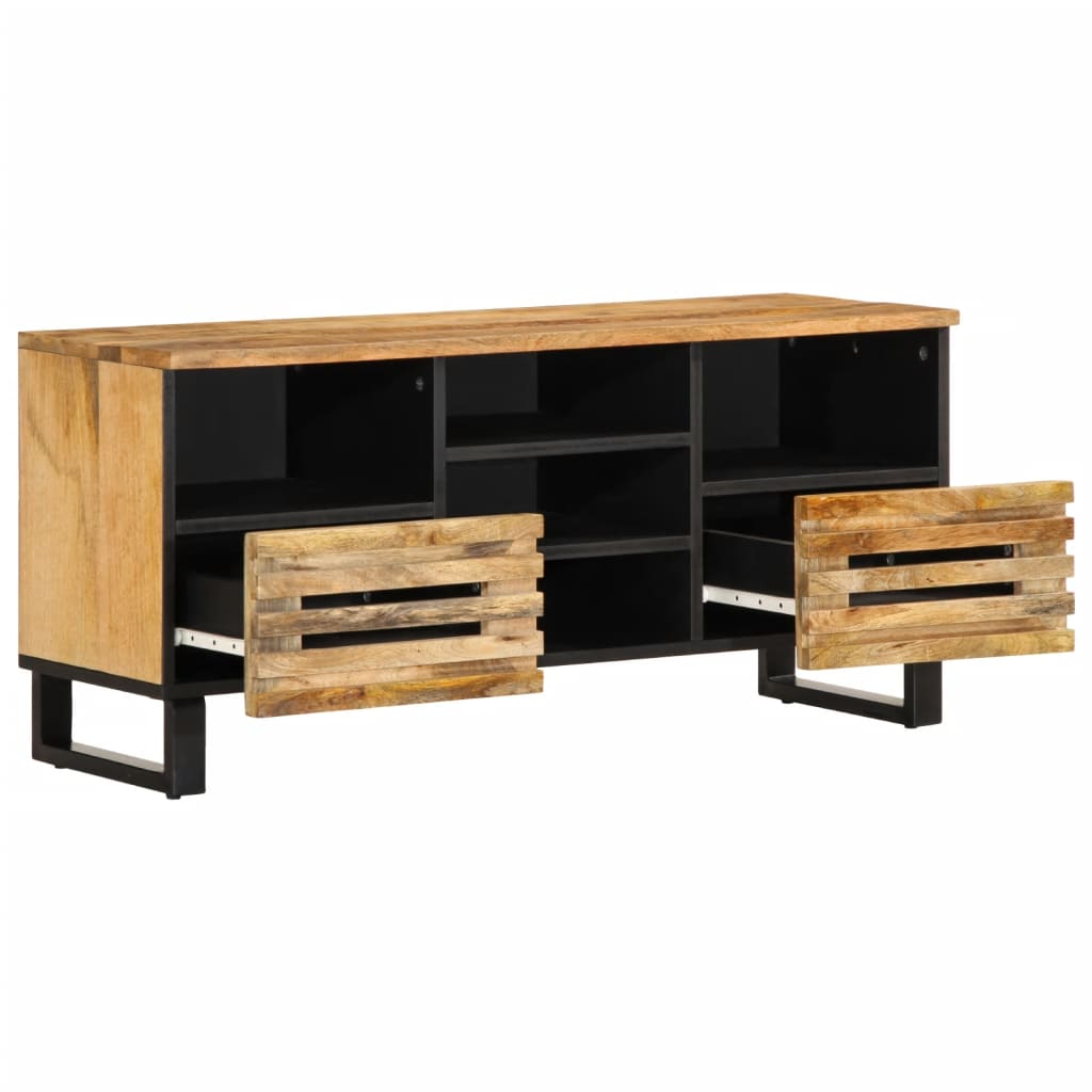 Meuble TV 100x34x46 cm Bois de manguier massif brut