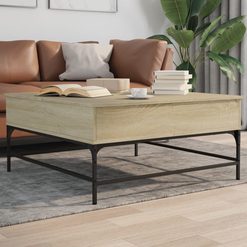 Table basse en chêne Sonoma 95x95x45 cm, matériau bois et métal