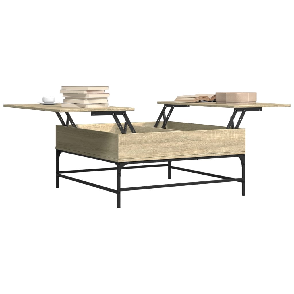 Table basse en chêne Sonoma 95x95x45 cm, matériau bois et métal
