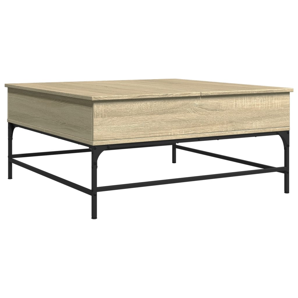 Table basse en chêne Sonoma 95x95x45 cm, matériau bois et métal