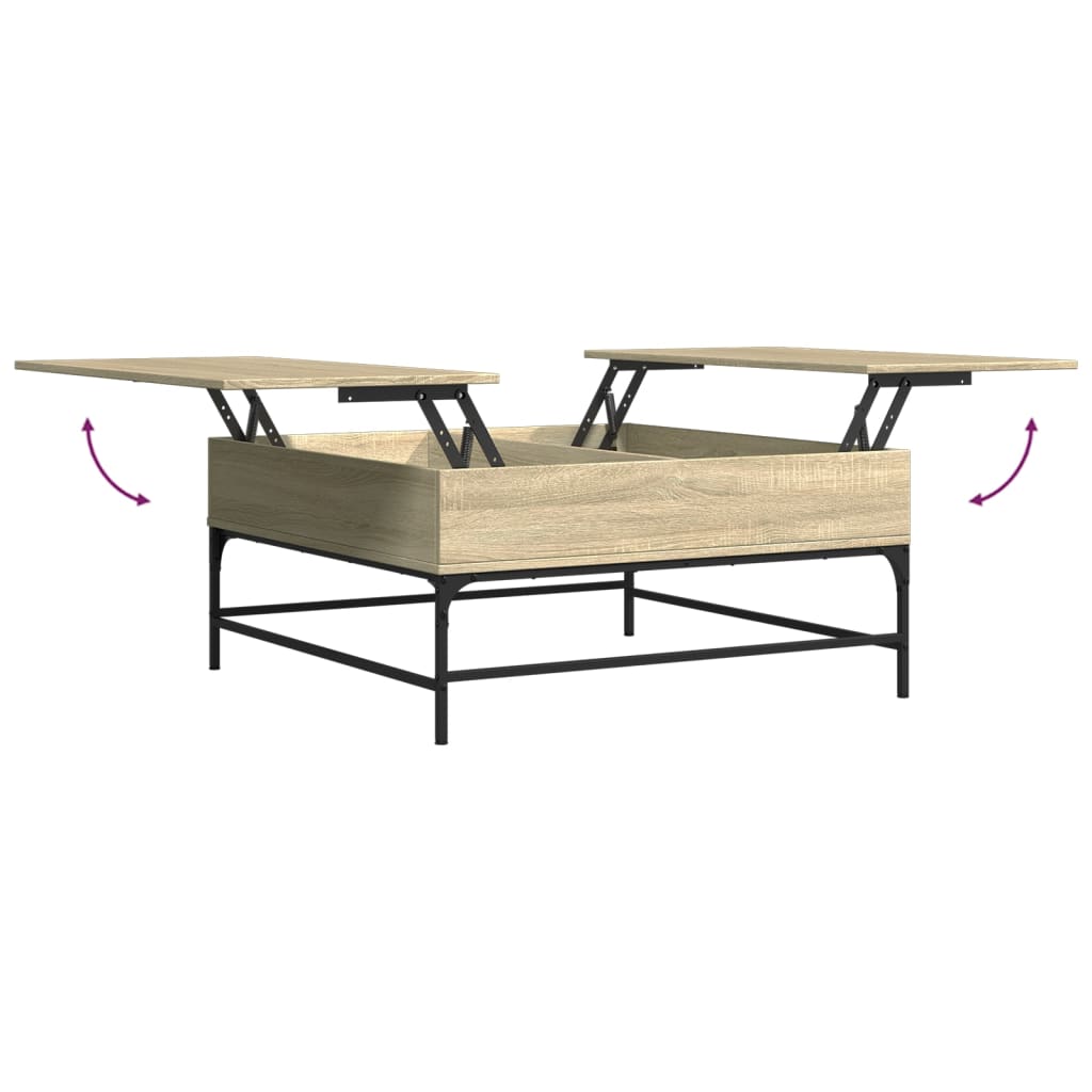 Table basse en chêne Sonoma 95x95x45 cm, matériau bois et métal