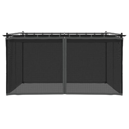 Pavillon mit Netzwänden Anthrazit 4x3 m Stahl