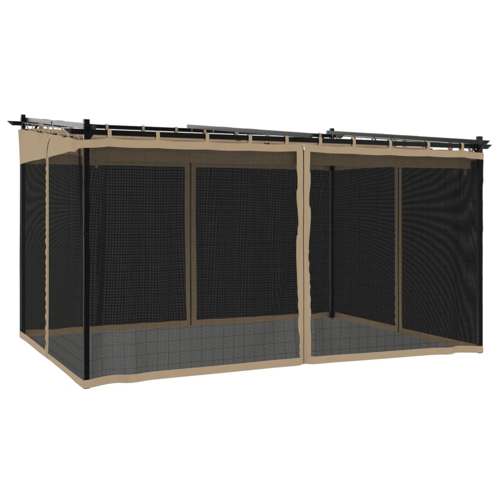 Tonnelle avec parois grillagées taupe 4x3 m en acier