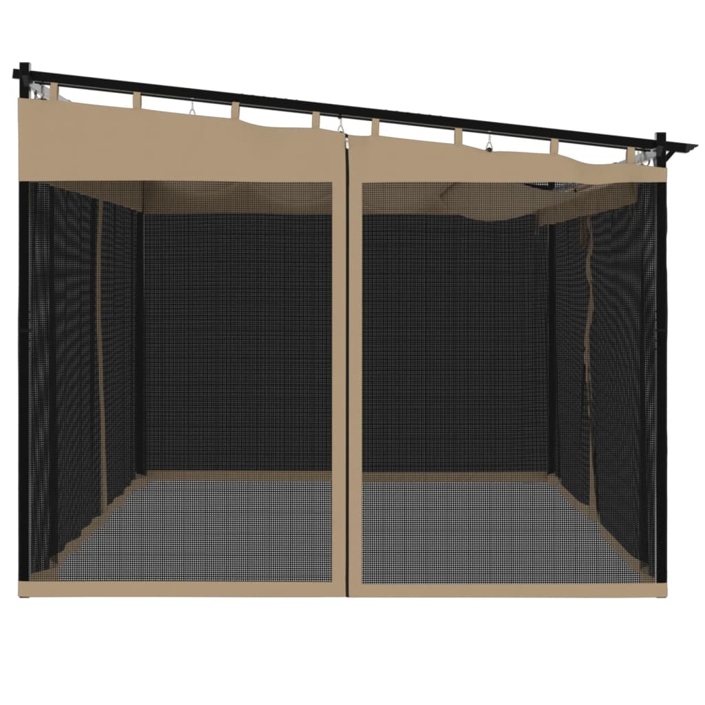 Tonnelle avec parois grillagées taupe 4x3 m en acier