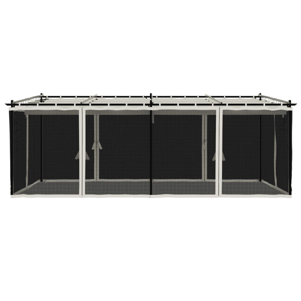 Tonnelle avec parois grillagées crème 6x3 m en acier