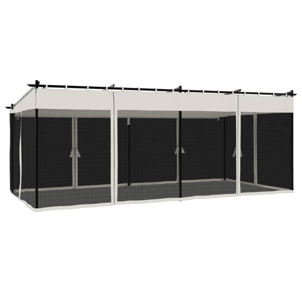 Tonnelle avec parois grillagées crème 6x3 m en acier