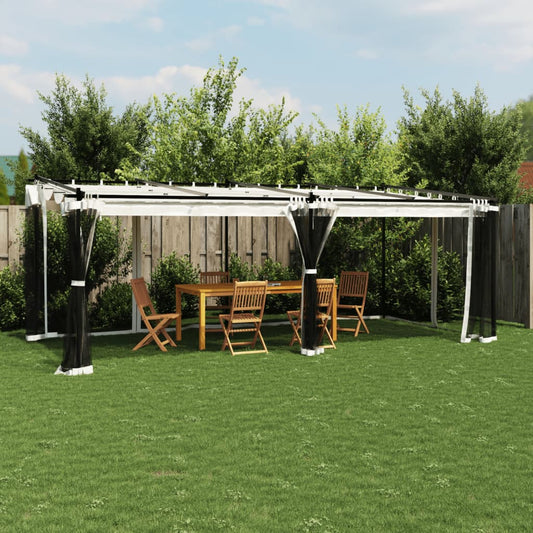 Pavillon mit Netzwänden Creme 6x3 m Stahl