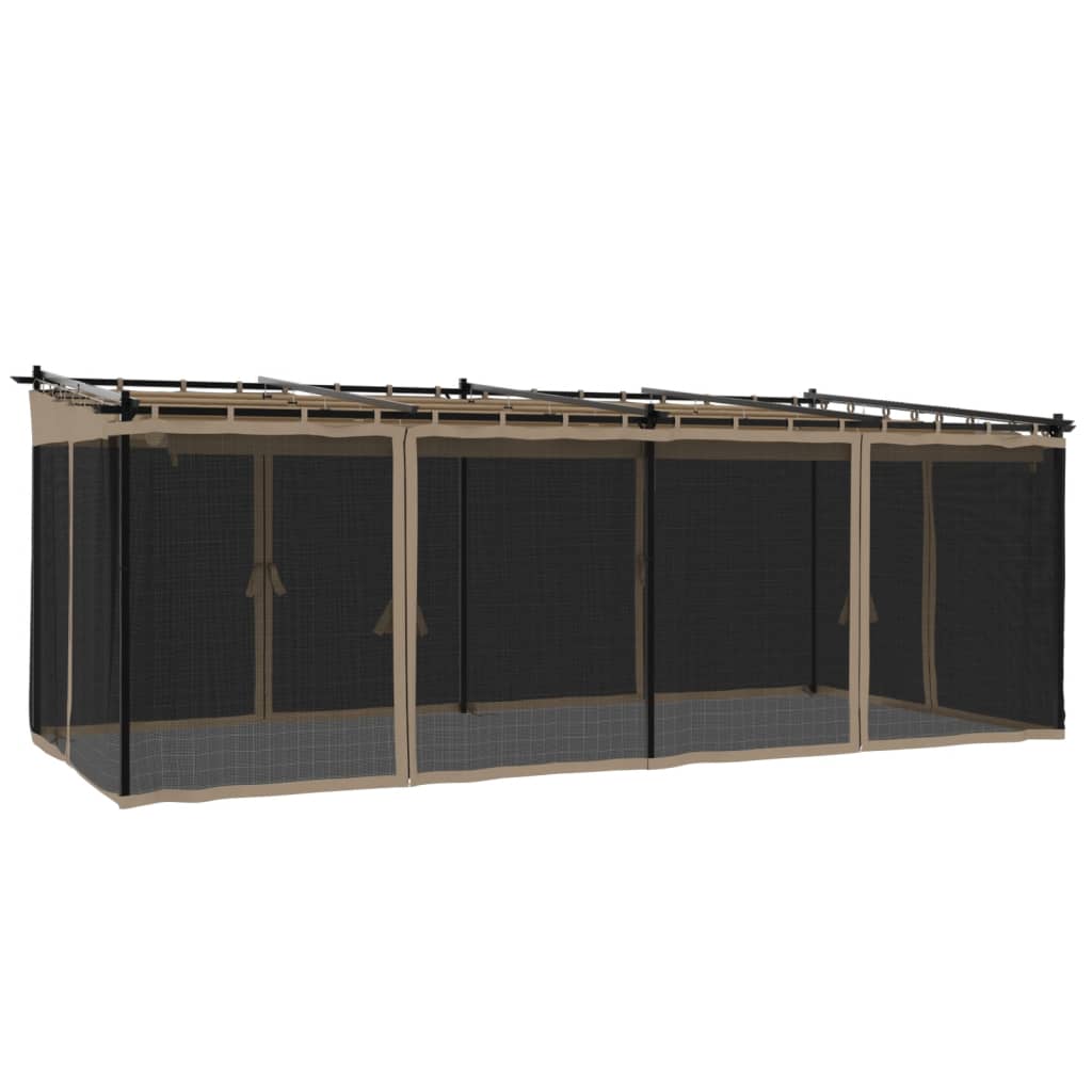 Tonnelle avec parois grillagées taupe 6x3 m en acier