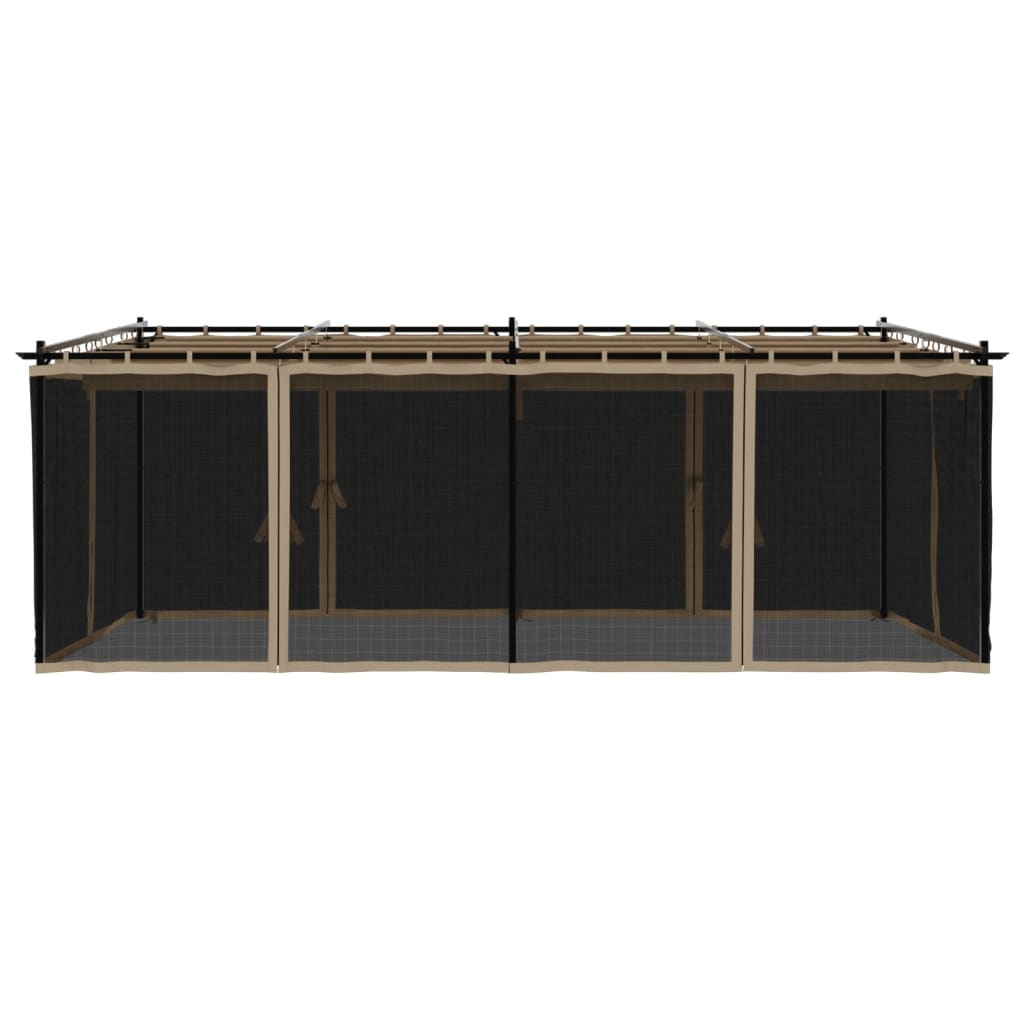 Tonnelle avec parois grillagées taupe 6x3 m en acier