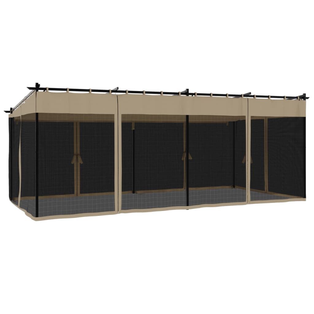 Tonnelle avec parois grillagées taupe 6x3 m en acier