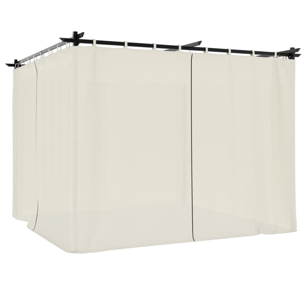 Gazebo avec rideaux crème 3x3 m en acier