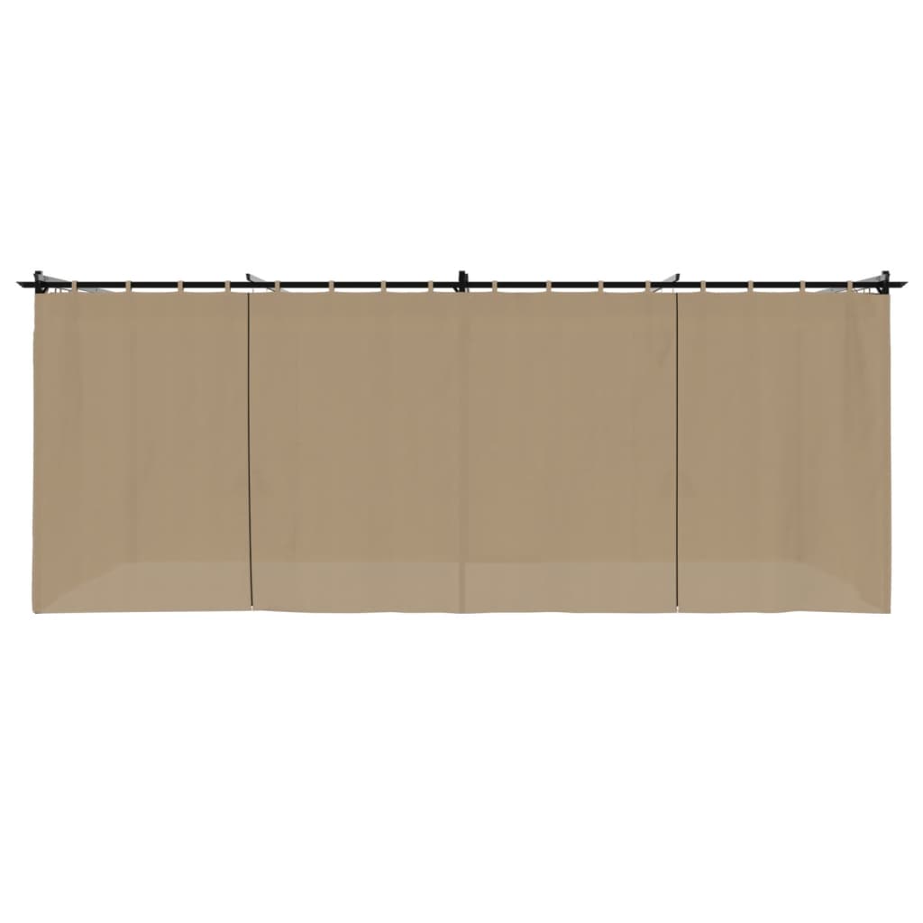 Tonnelle avec rideaux taupe 6x3 m en acier