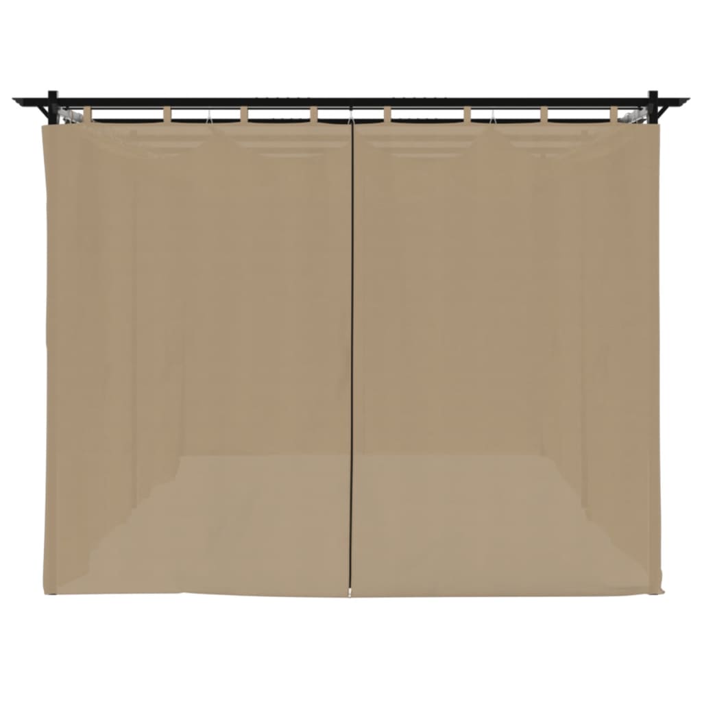 Tonnelle avec rideaux taupe 6x3 m en acier