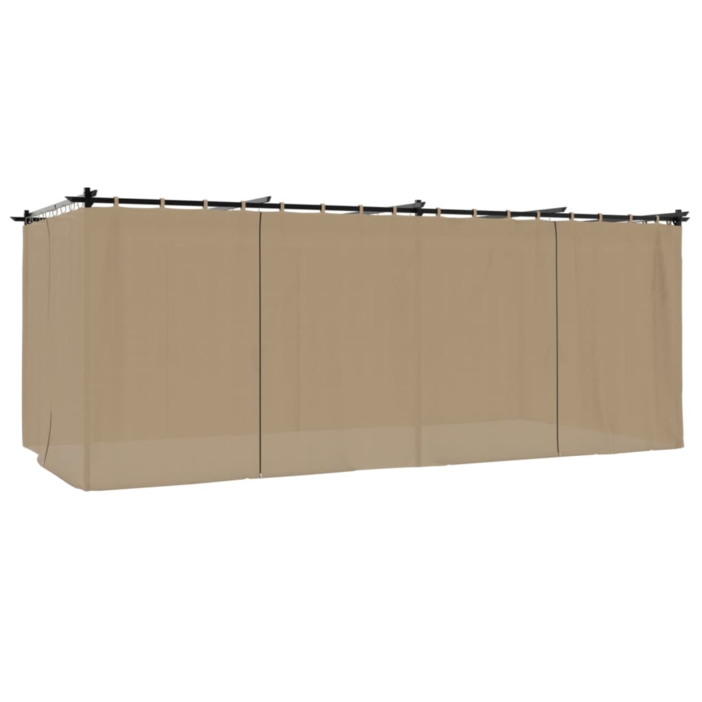 Tonnelle avec rideaux taupe 6x3 m en acier