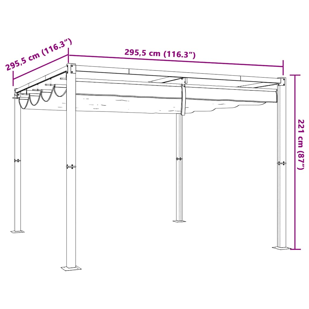 Gartenpavillon mit Ausziehbarem Dach Taupe 3x3 m Stahl