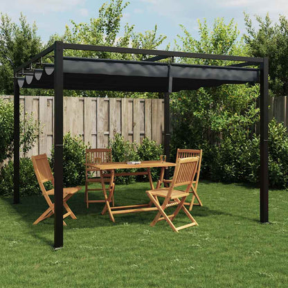 Gartenpavillon mit Ausziehbarem Dach Anthrazit 3x3 m Stahl