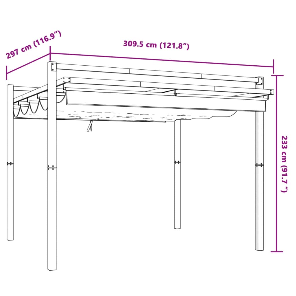 Gartenpavillon mit ausziehbarem Dach Creme 3x3 m Aluminium