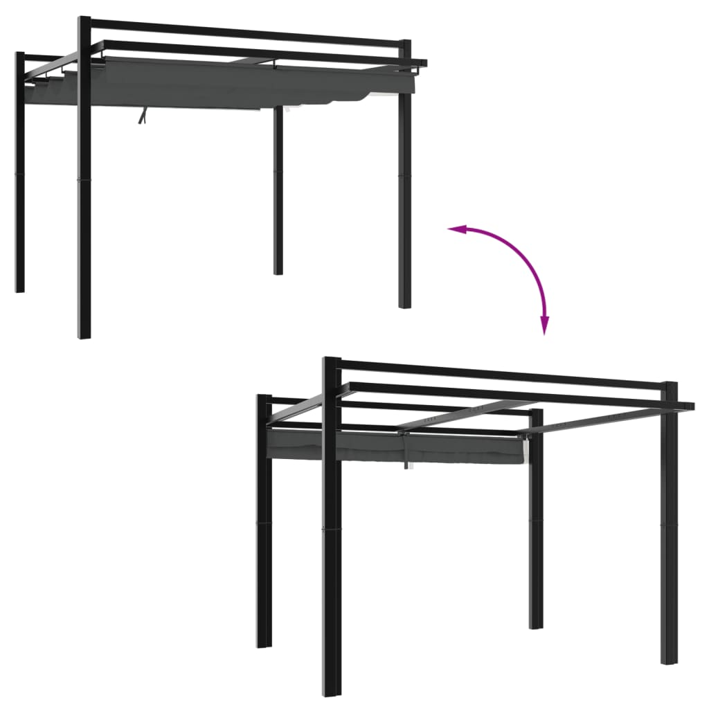 Pavillon de jardin avec toit extensible anthracite 3x3 m aluminium